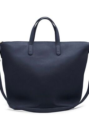 Cuyana Classic Navy Leather Tote Bag